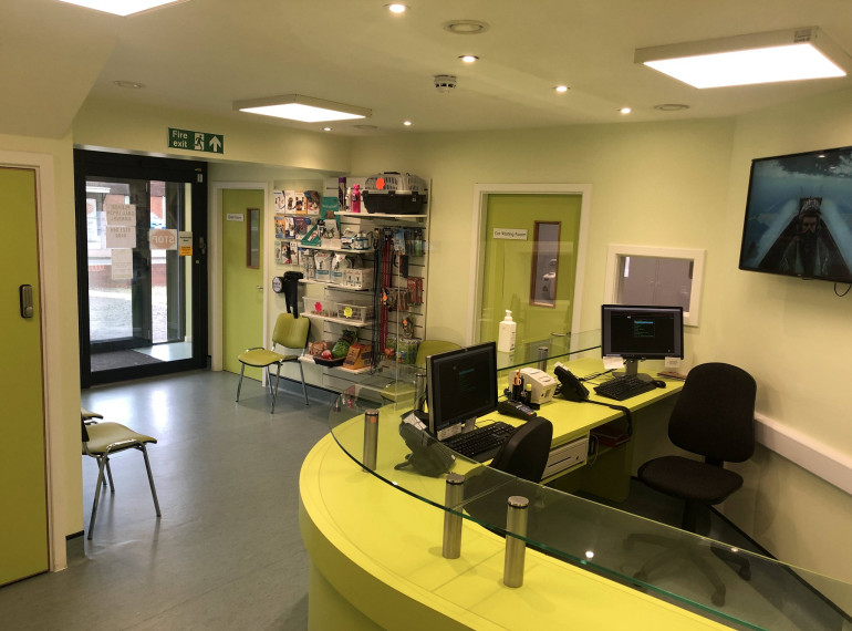 Reception desk at Orchard Vets Oldbury